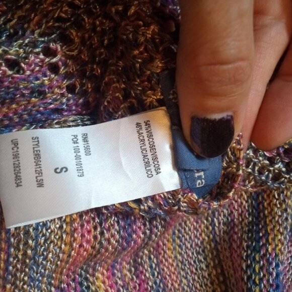 Democracy Crochet Knit Boho Poncho Top - Picture 3 of 6